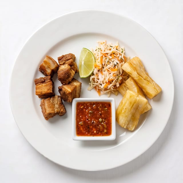 Yuca con Chicharrón (Cassava with Fried Pork).